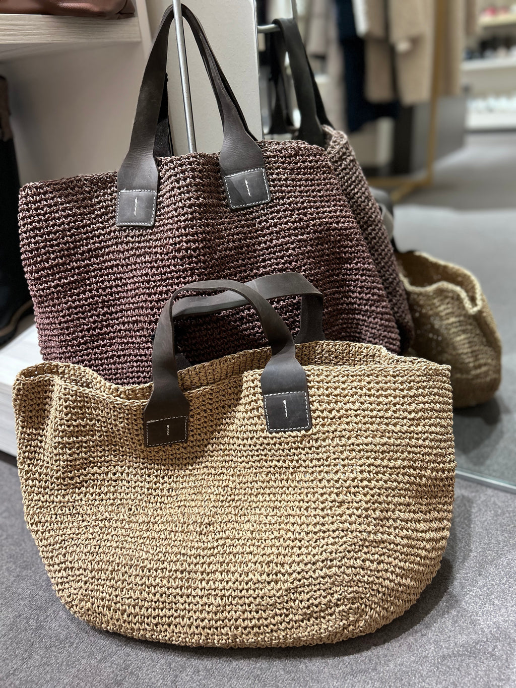 Tasche aus Raffia in beige
