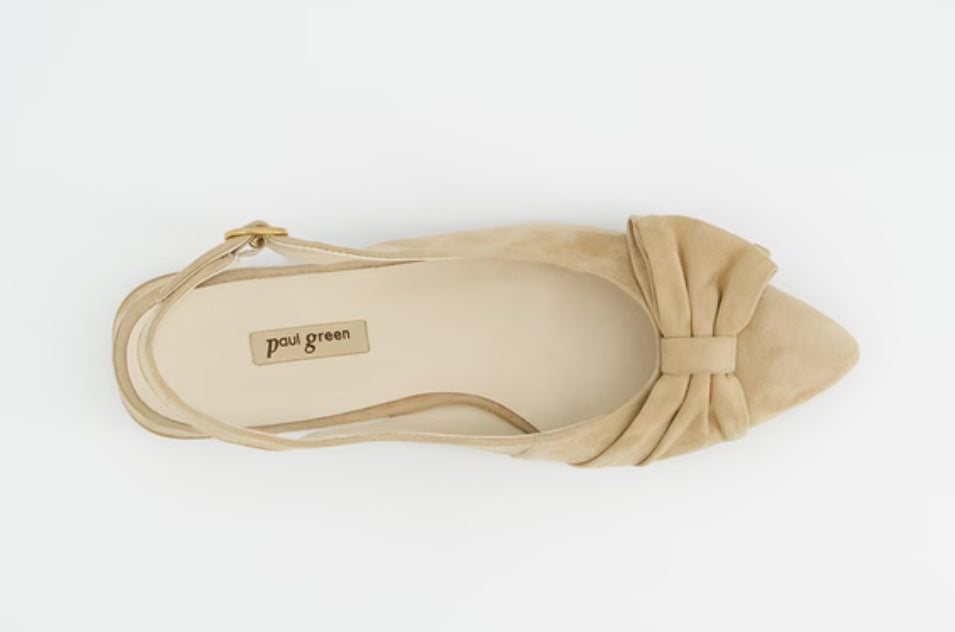 Sling Ballerina in beige mit Schleife