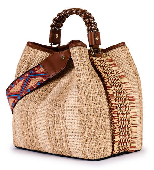 Tasche aus Raffia in beige