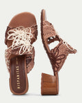 Pantolette in braun u beige mit Absatz