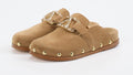 Clogs in beige Velour mit Glitzer Spange
