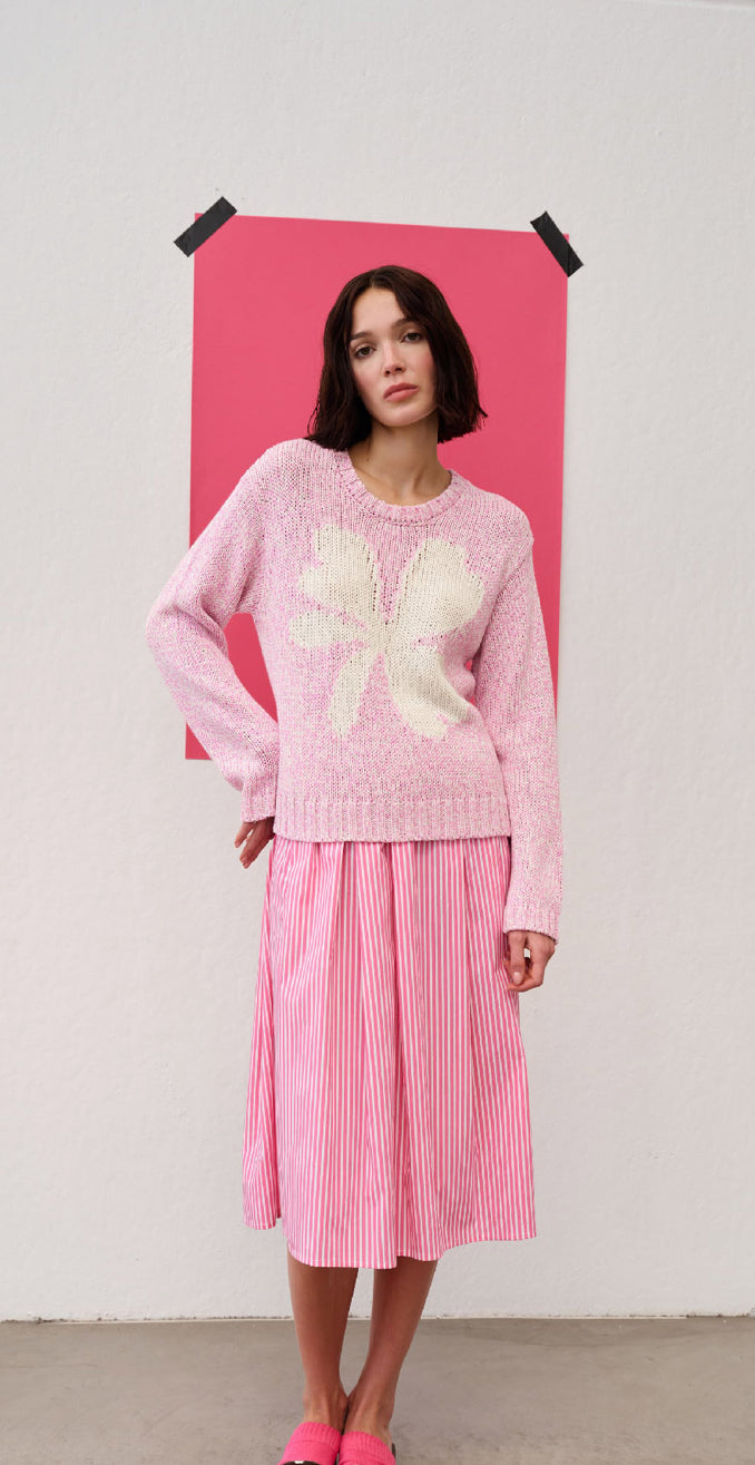 Rock halblang in light pink/weiß gestreift