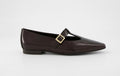 Ballerina mit Ristschnalle in braun Lack