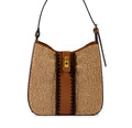 Tasche aus Leder Bouclé Wolle in beige u cognac