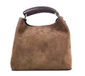 Tasche aus Velourleder in mittelbrau