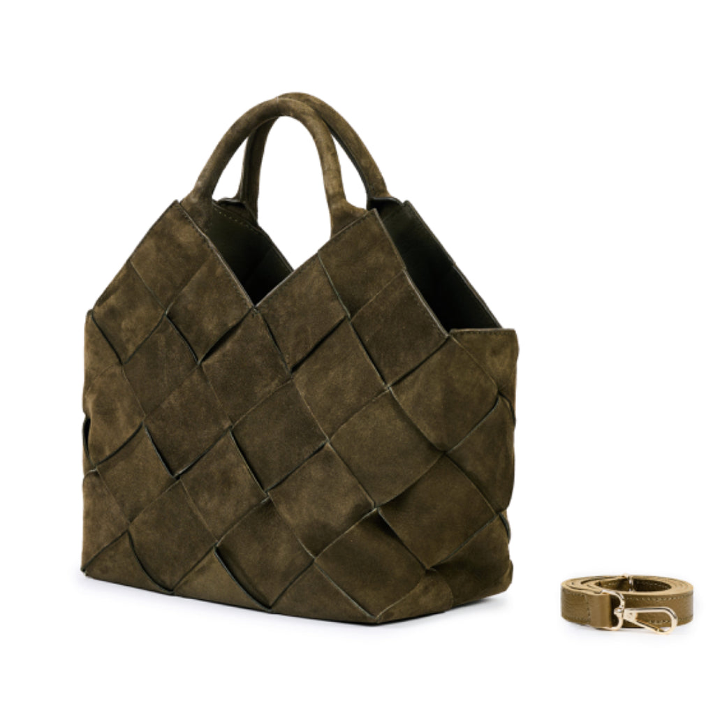 Tasche aus Leder in dunkelgrün
